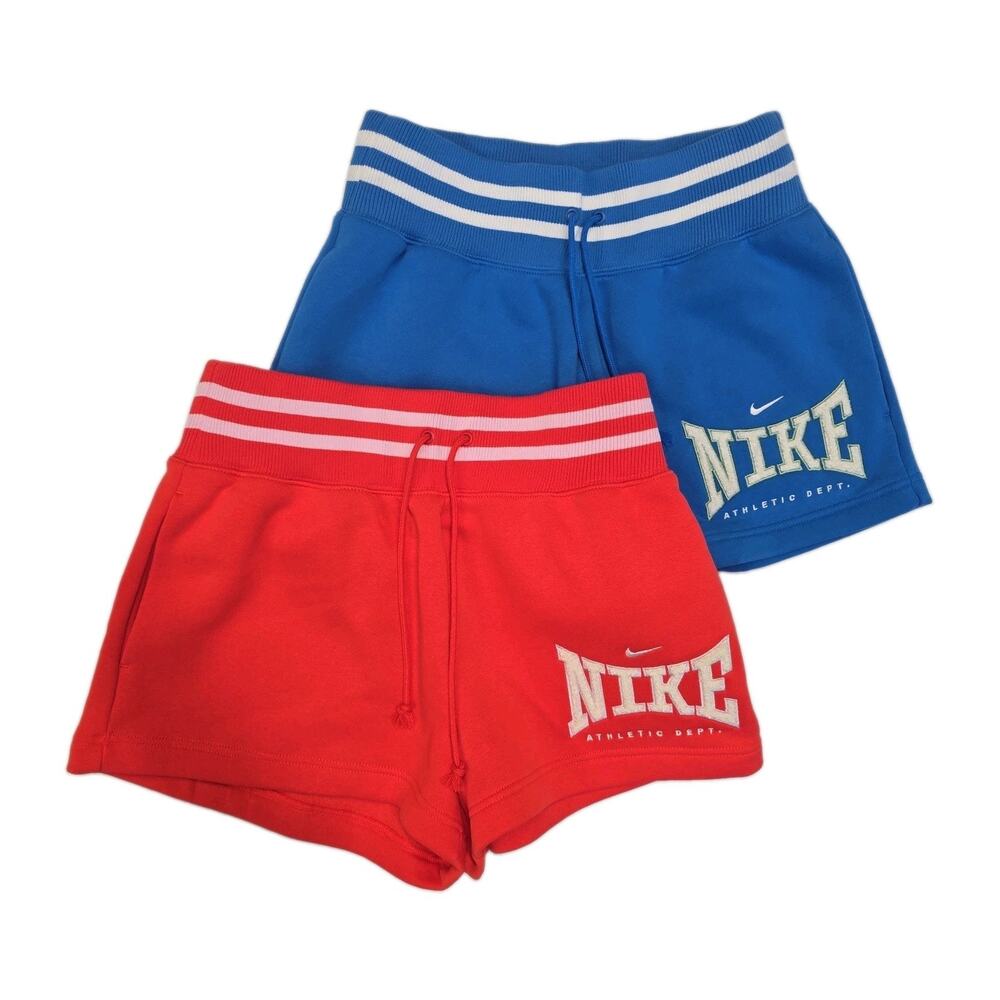 Nike Phoenix Fleece Shorts Lot of 2 High Waist Red Blue Varsity Retro Athletic S